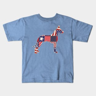 Great Dane 4th of July Dog Lovers Owner Patchwork American Flag Kids T-Shirt